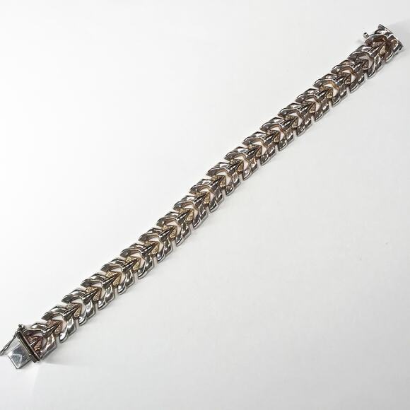 VTG Milor Sterling Silver Dragon Scale Heavy Bracelet Art Deco Textured Puffy - Picture 6 of 11